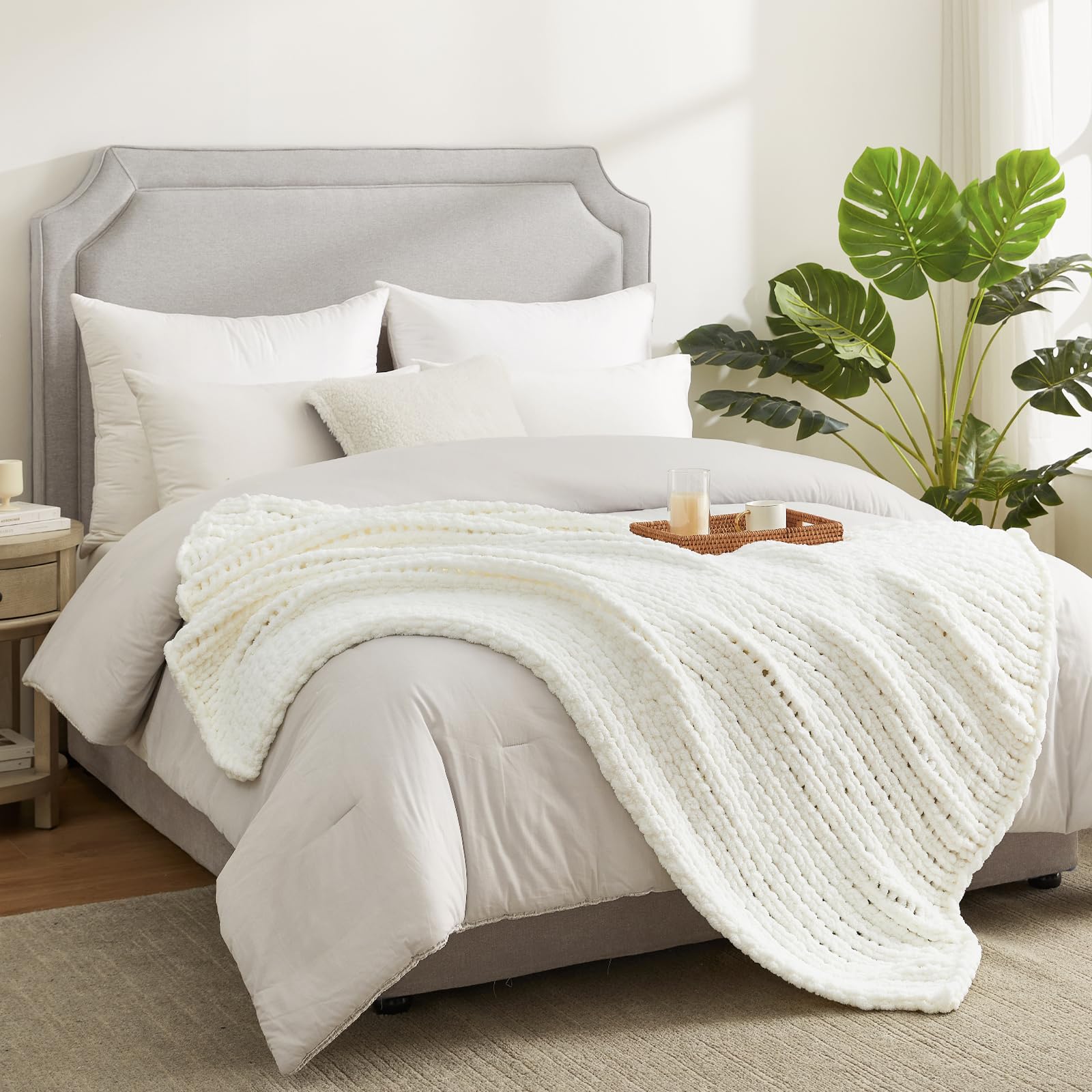 Amélie Home texture detail with hand touching to feel plush softness