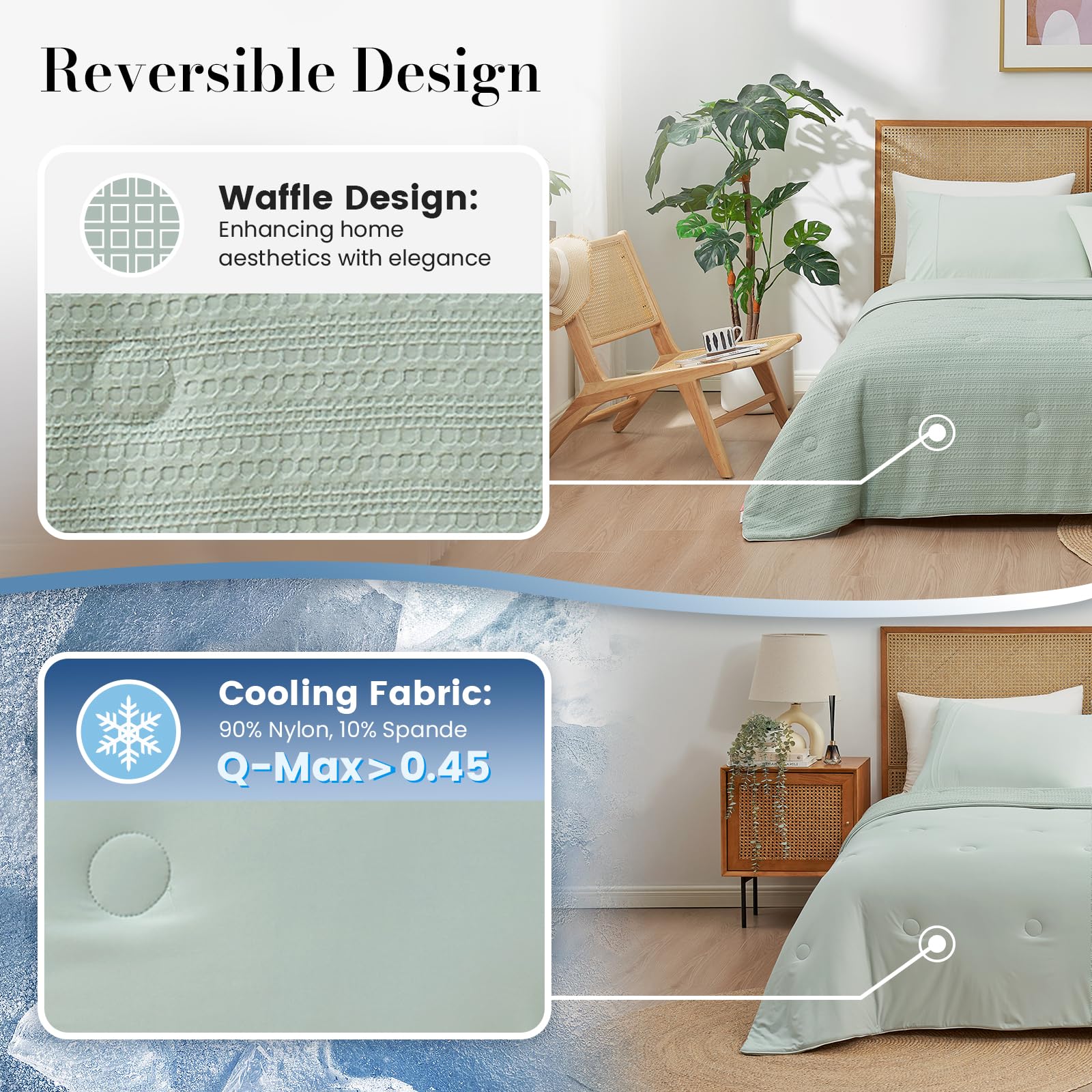 Amélie Home close-up of waffle texture highlighting airflow and cooling benefit