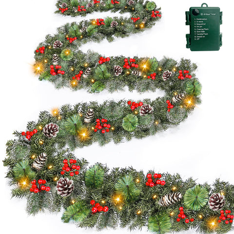 AMENON front view of full 18ft garland ready to install and brighten spaces