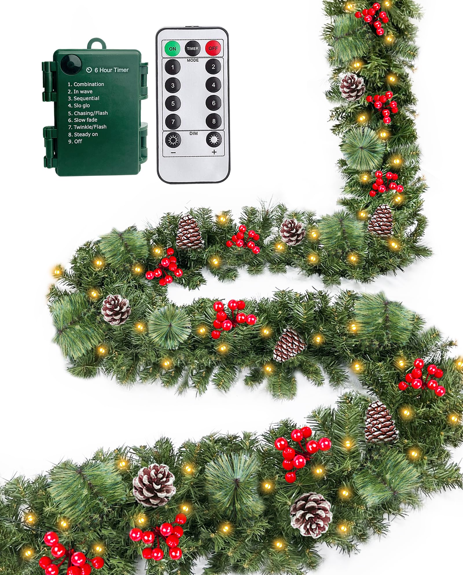 AMENON full-length garland on porch showing festive coverage and curb appeal