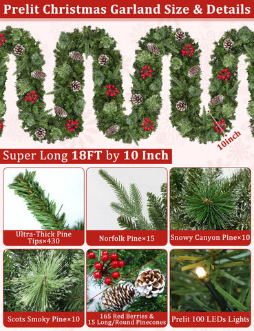 AMENON red berries and frosted pinecone detail adding festive color and depth