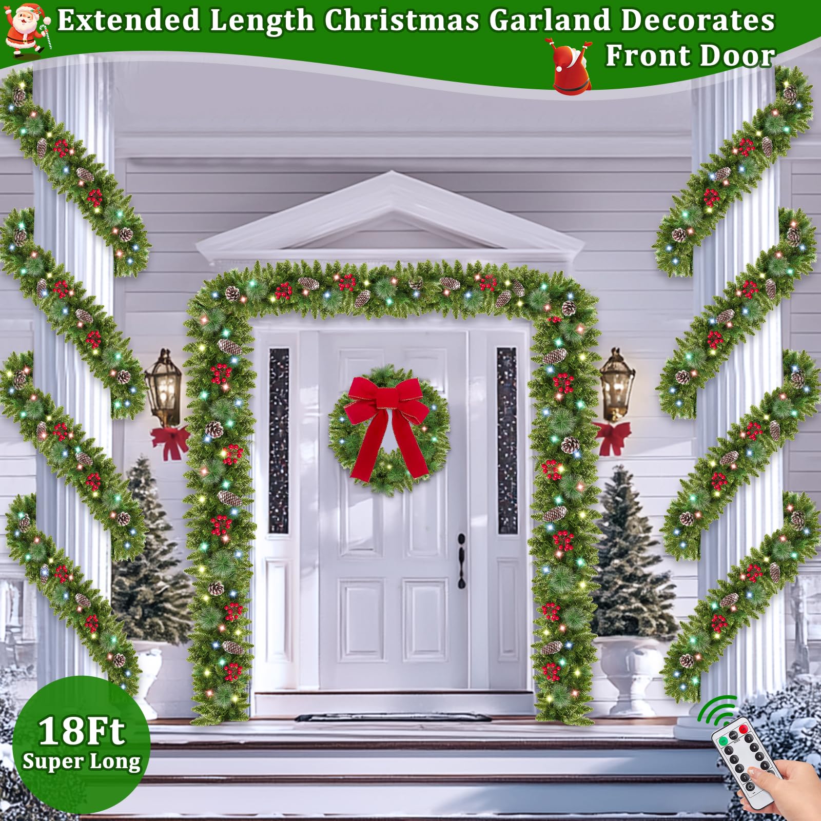 AMENON garland beside ruler showing 18ft length for placement planning