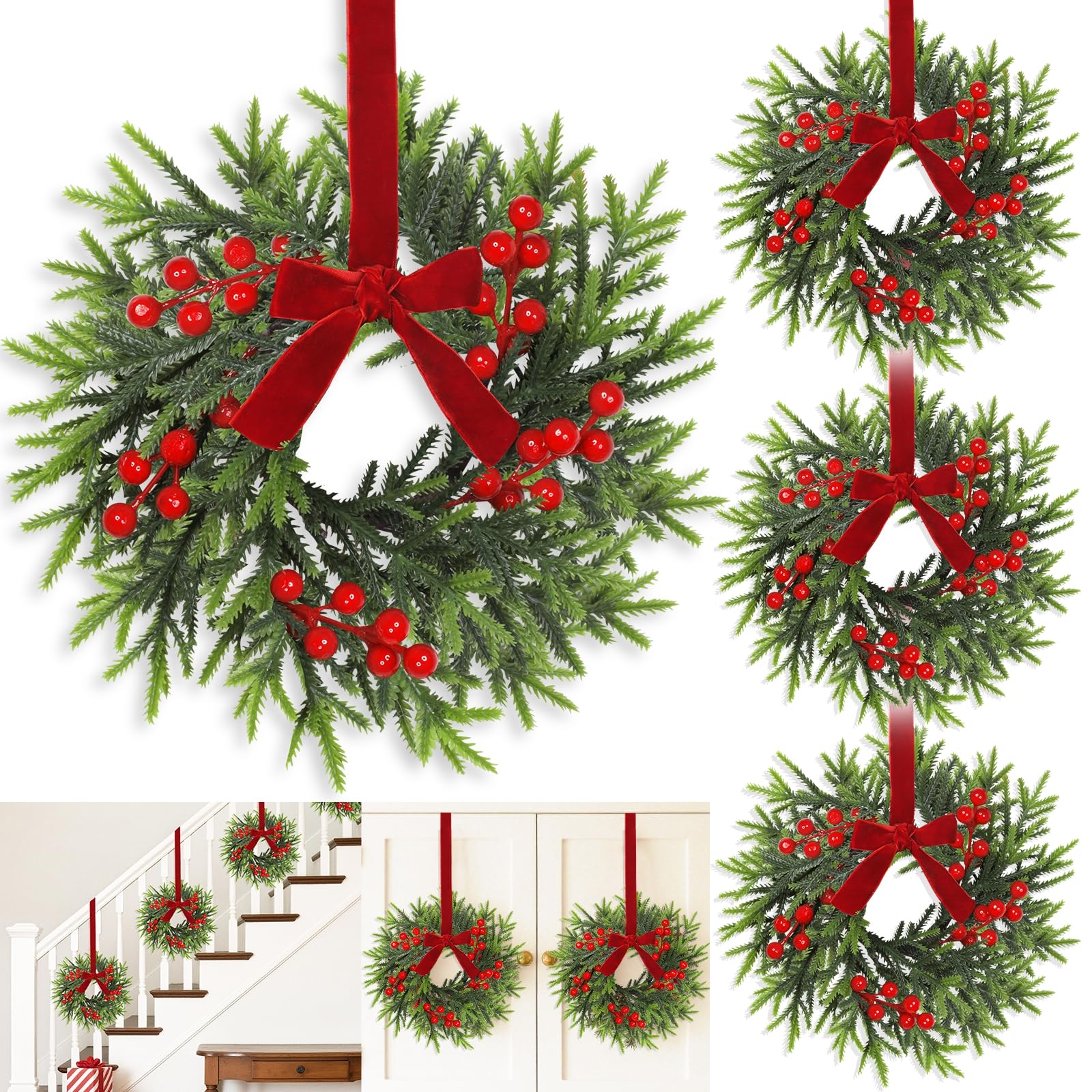 AMENON wreath front view showing full 11-inch design and holiday appeal