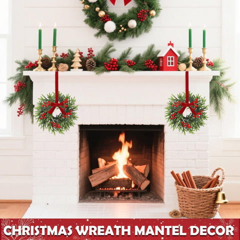 AMENON wreath hanging on cabinet door showing tidy small-space decoration