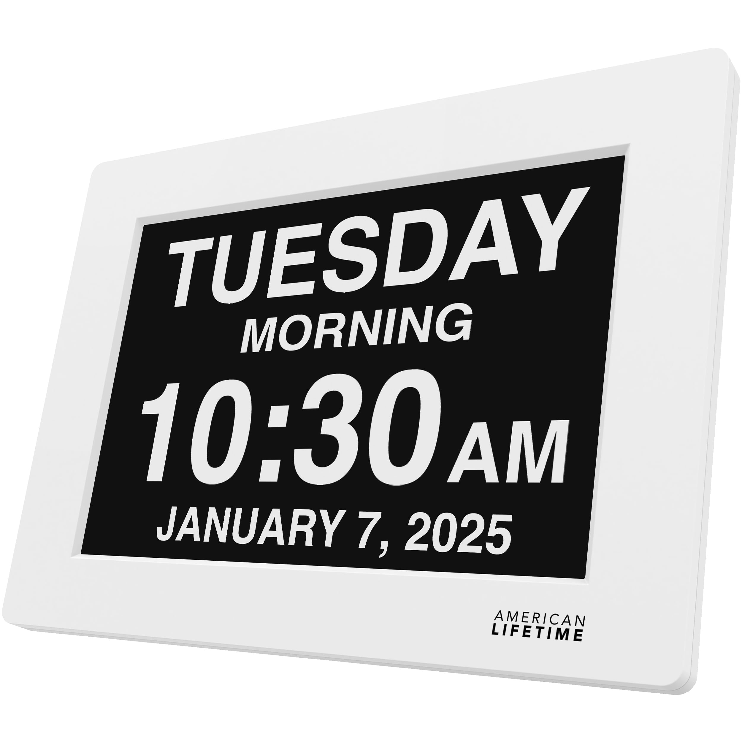American Lifetime front display showing full day month date for easy orientation