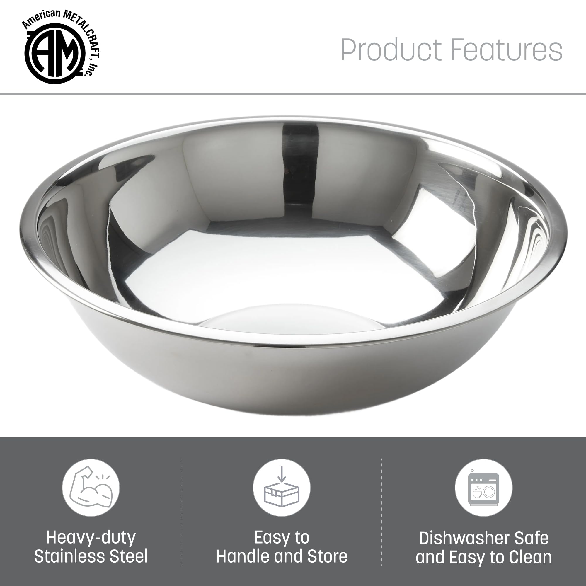 American Metalcraft bowl in use whisking batter demonstrating stability and easy mixing