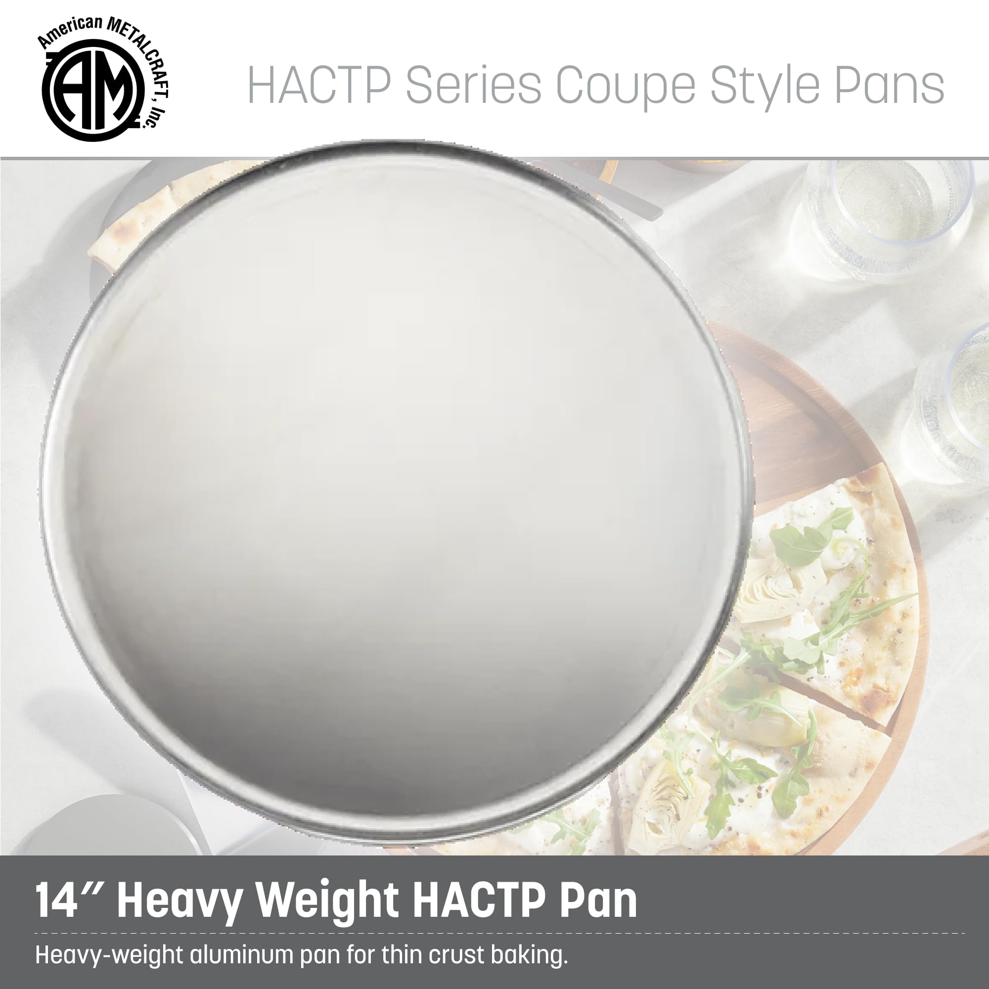 American Metalcraft close-up of pan rim highlighting 14-gauge thickness and sturdy edge