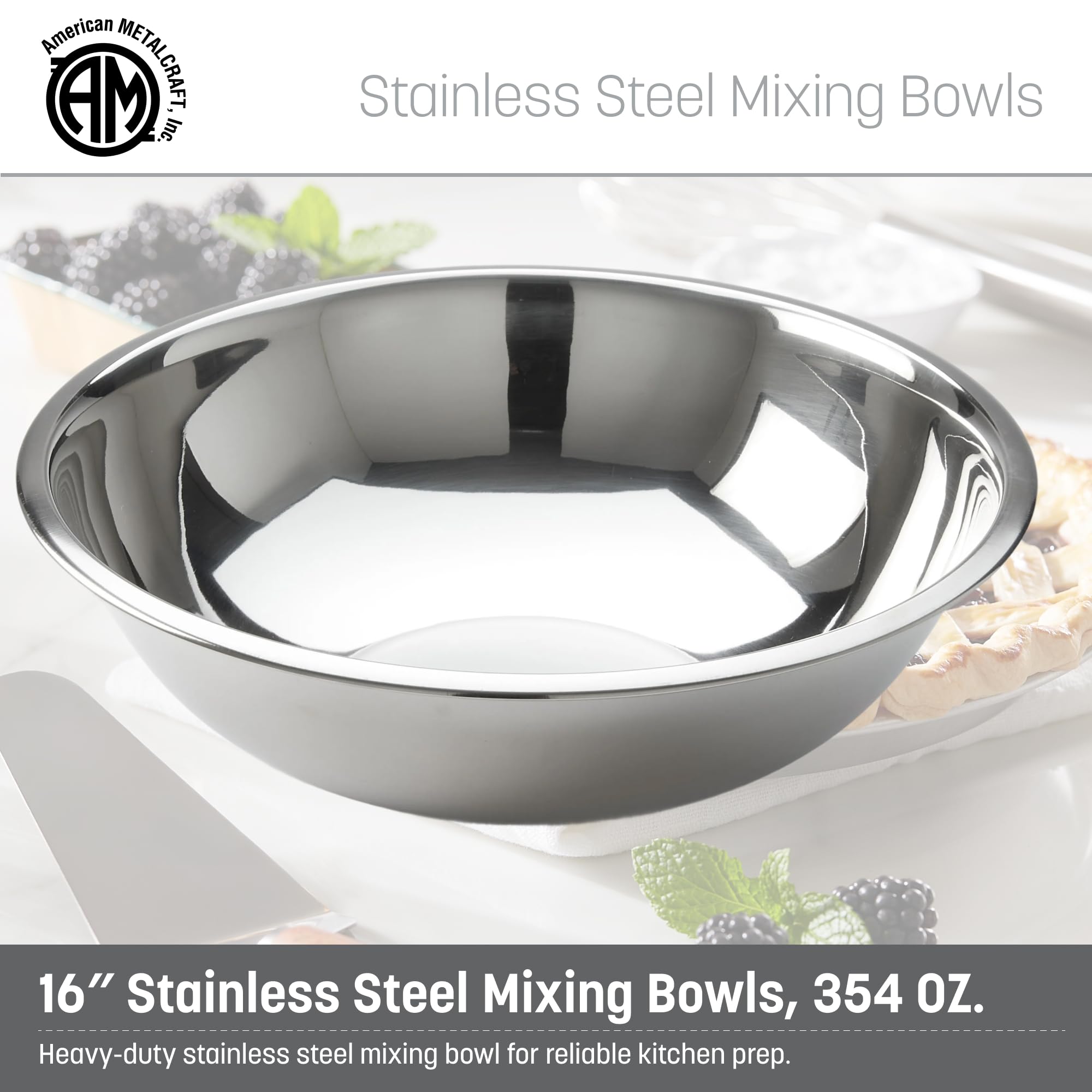 American Metalcraft close-up of brushed stainless showing durable, rust-resistant surface