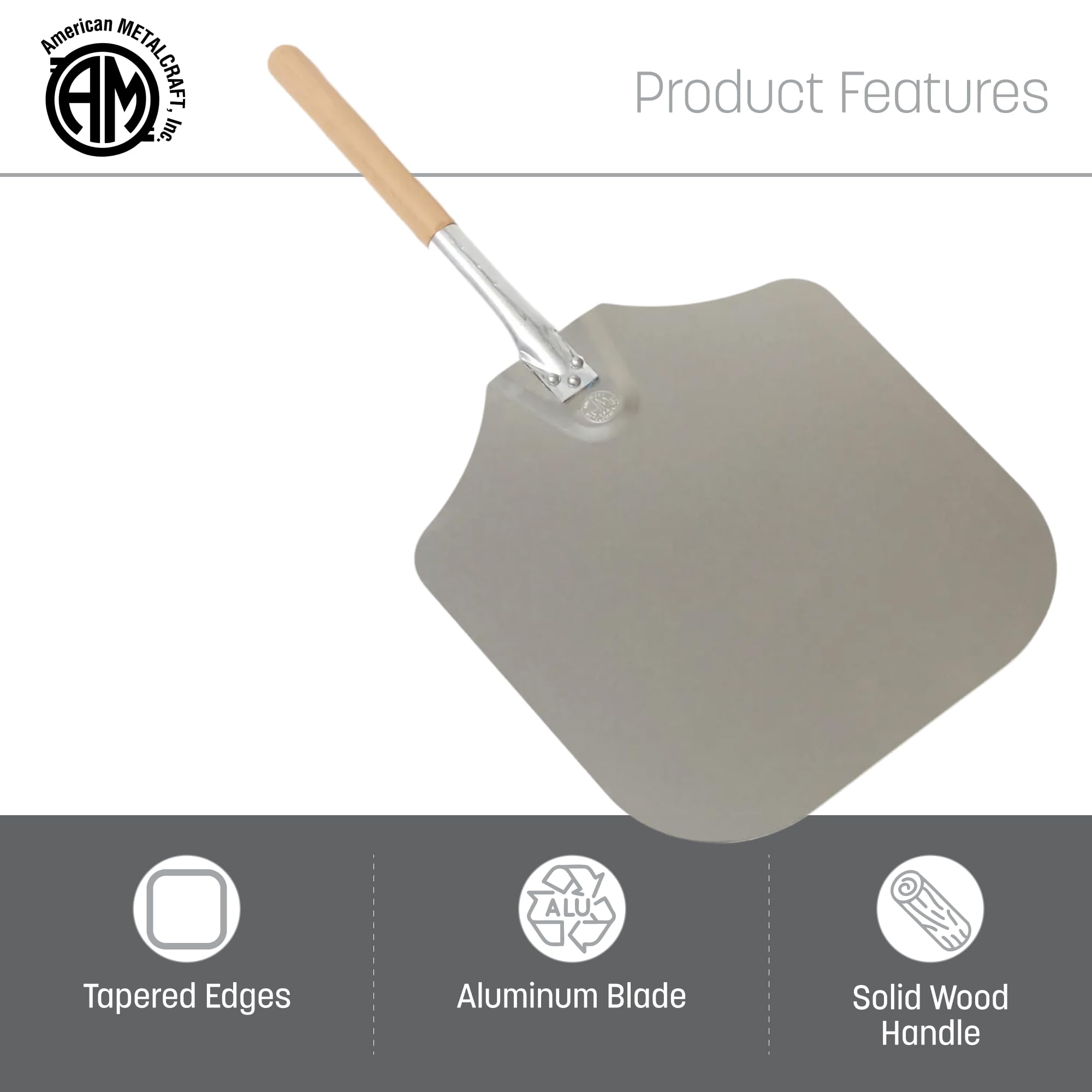 American Metalcraft wooden handle detail highlighting comfortable secure grip