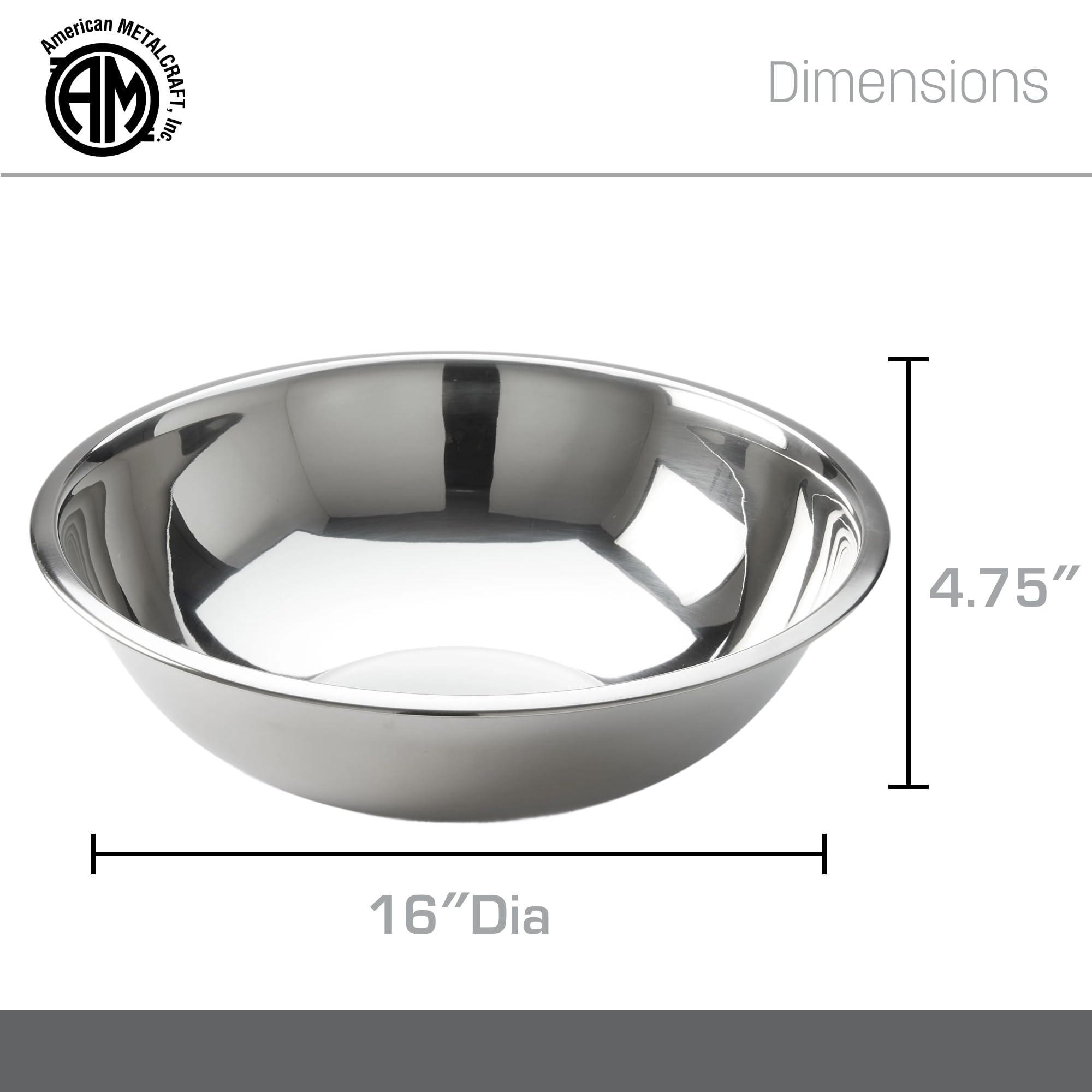 American Metalcraft bowl nesting with other sizes illustrating compact storage benefit