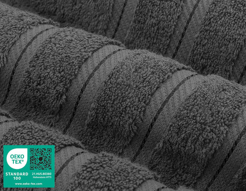 American Soft Linen hand towel close-up showing workmanship and soft feel at sink