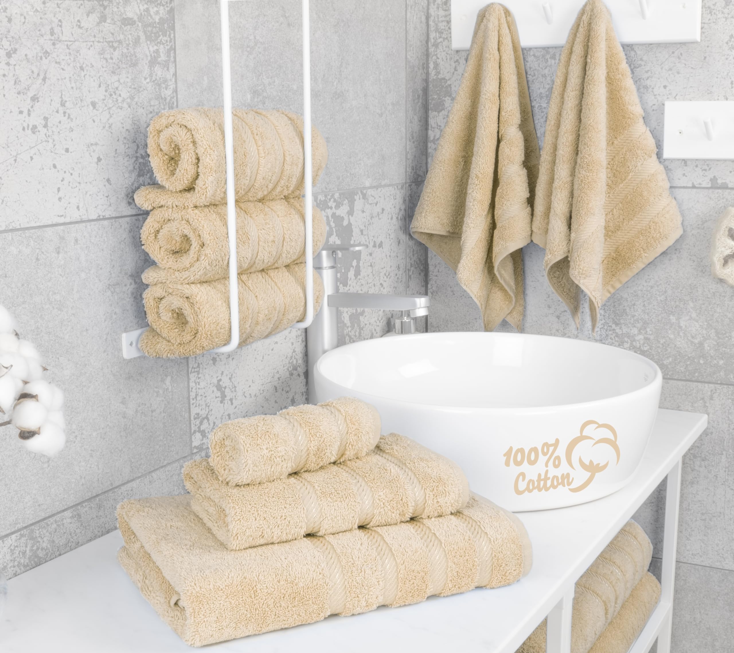 American Soft Linen towels hanging on rack highlighting quick-dry convenience