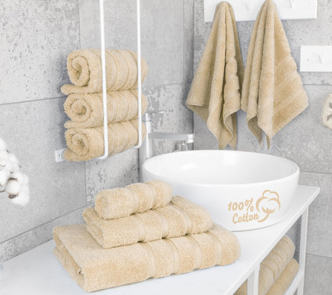 American Soft Linen towels hanging on rack highlighting quick-dry convenience