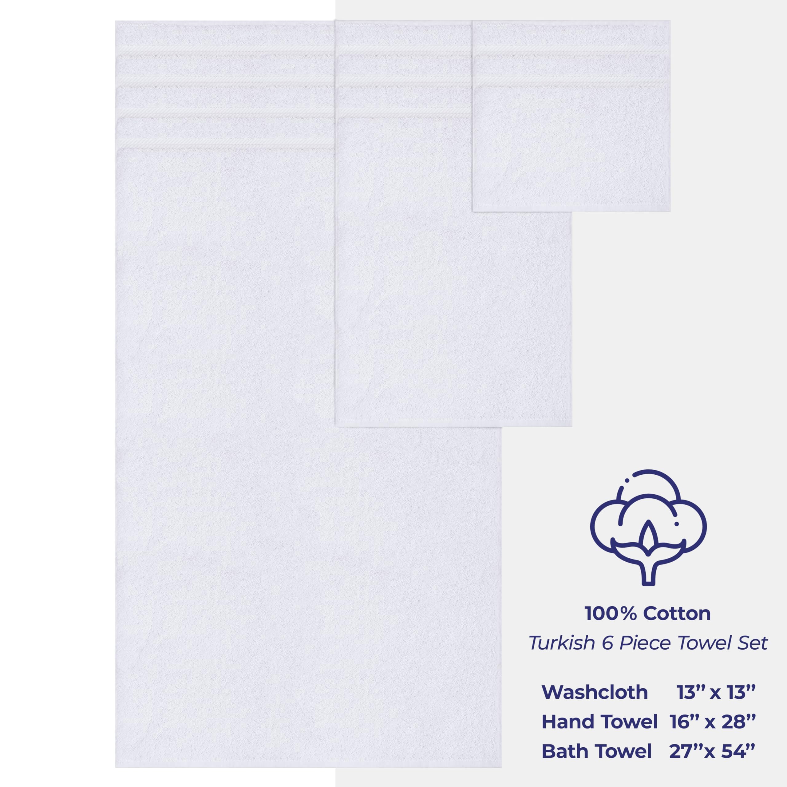 American Soft Linen towels laid out to show bath, hand, and washcloth size difference
