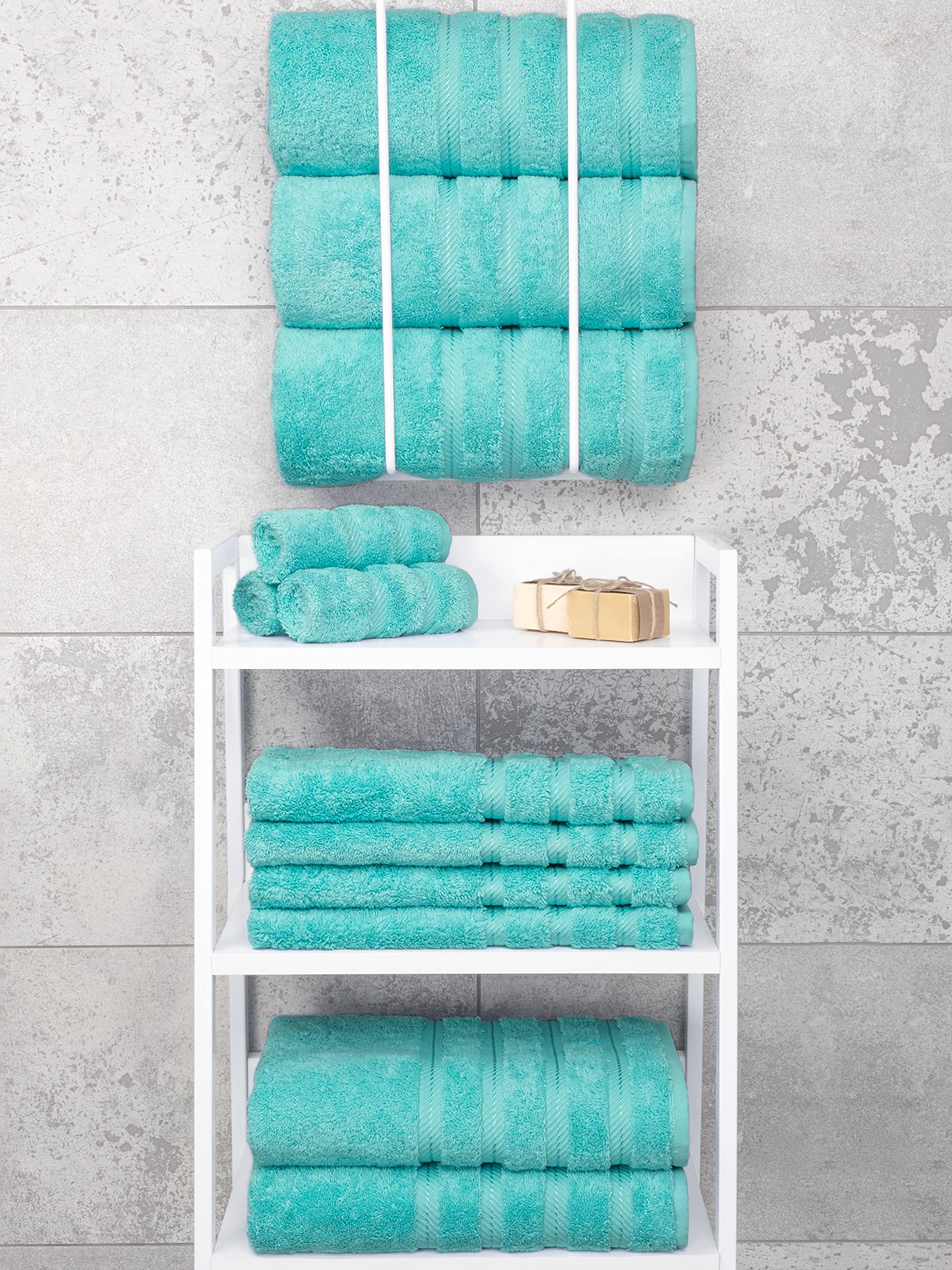 American Soft Linen stack of four towels showcasing uniform color and thickness