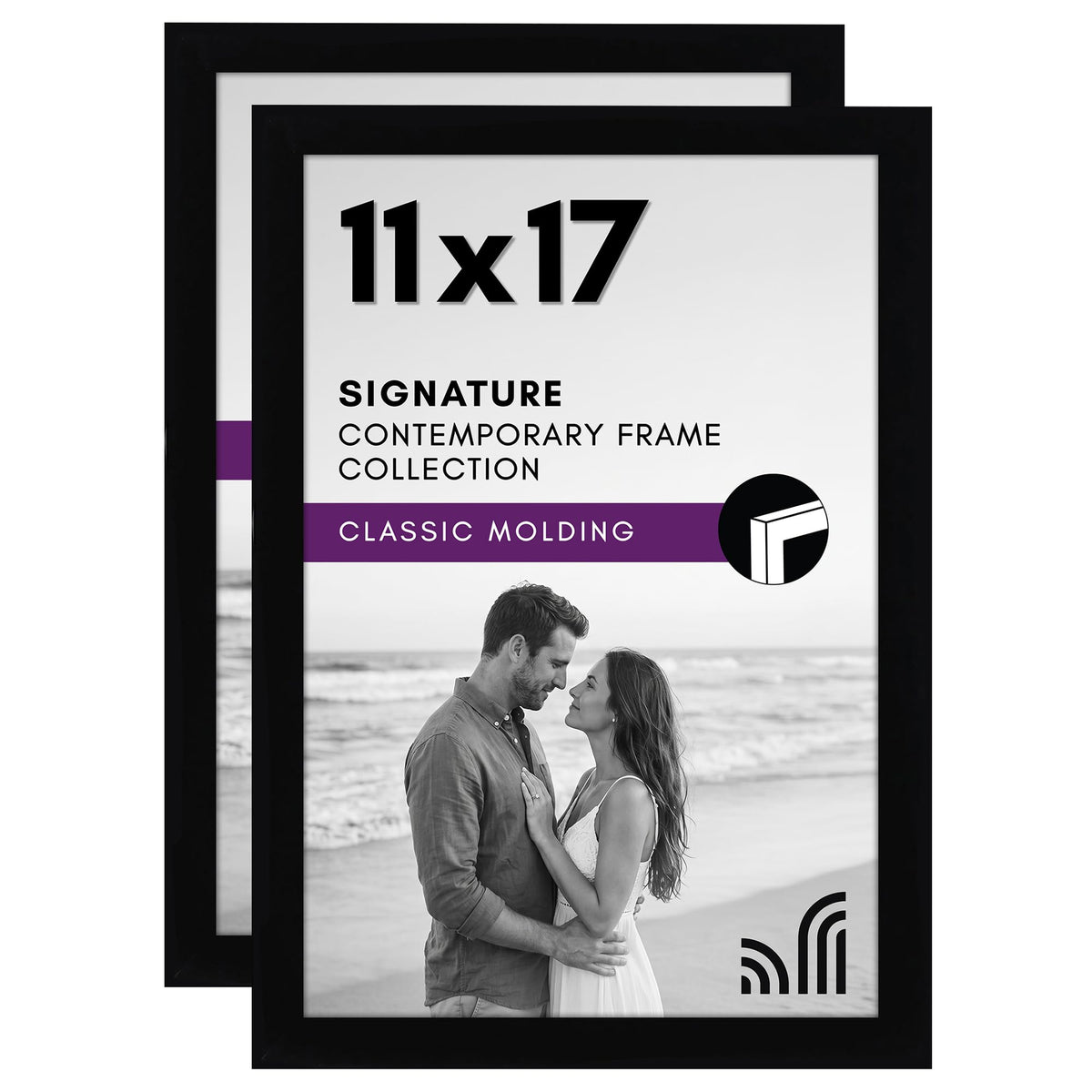 Americanflat 11x17 front view black frame displays photo with clean border benefit