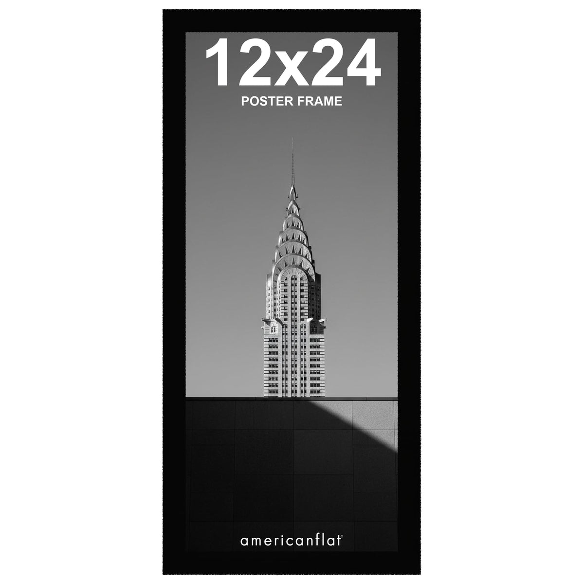 Americanflat 12x24 frame front view showing black molding and clean display benefit