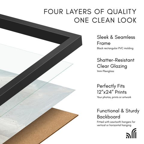 Americanflat frame hung horizontally in living room improving wall decor and focal point