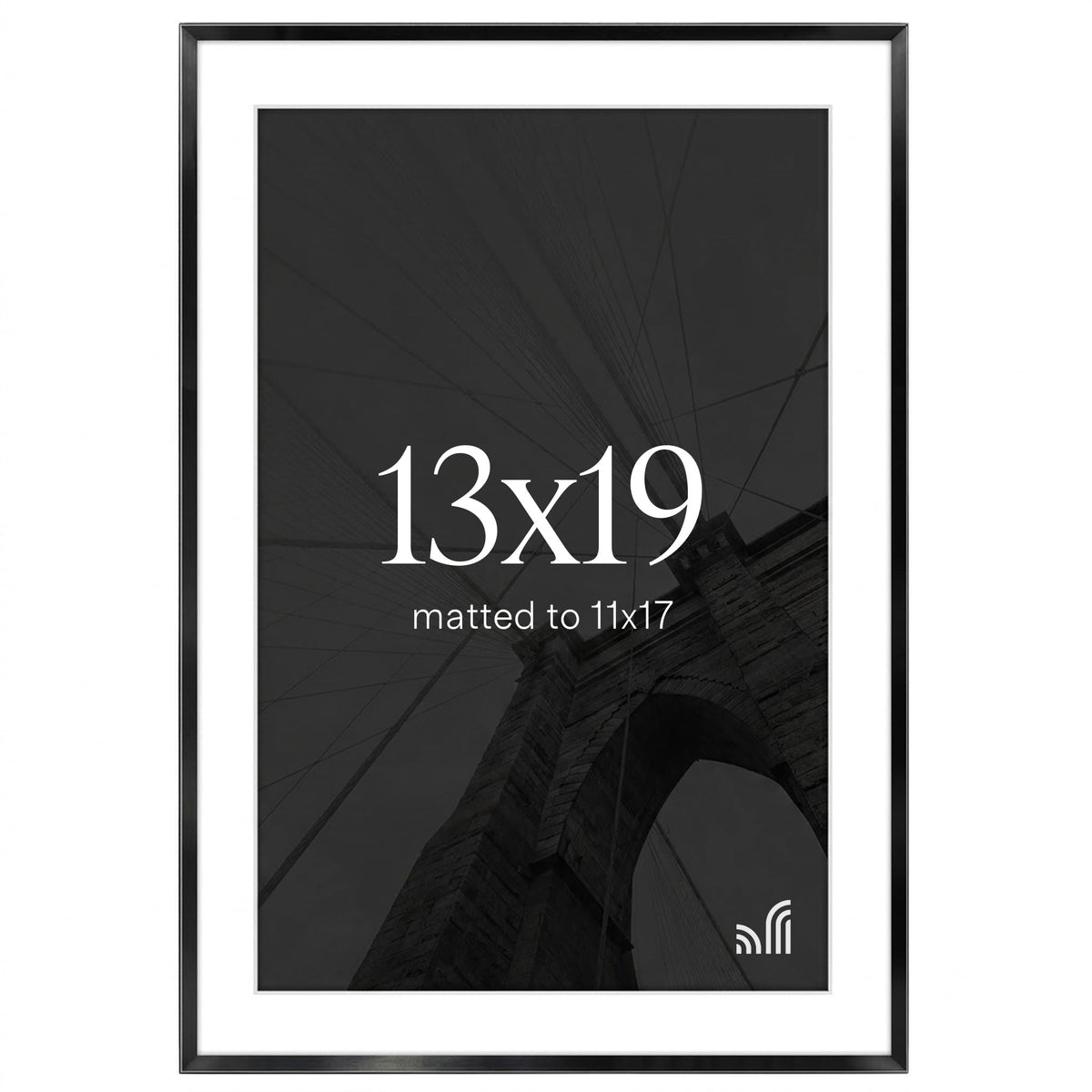 Americanflat front view of black 13x19 metal frame showing modern display benefit