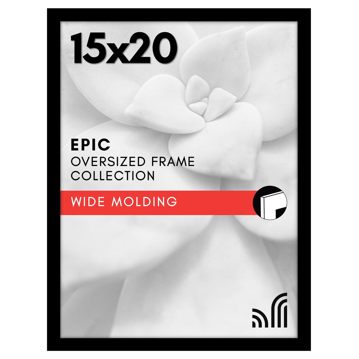Americanflat front-facing 15x20 frame showing sleek black molding and gallery appeal