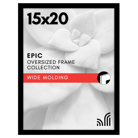 Americanflat front-facing 15x20 frame showing sleek black molding and gallery appeal