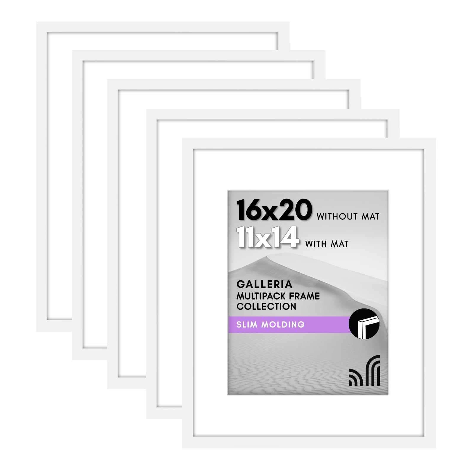 Americanflat front view of 16x20 white frame showing clean display benefit