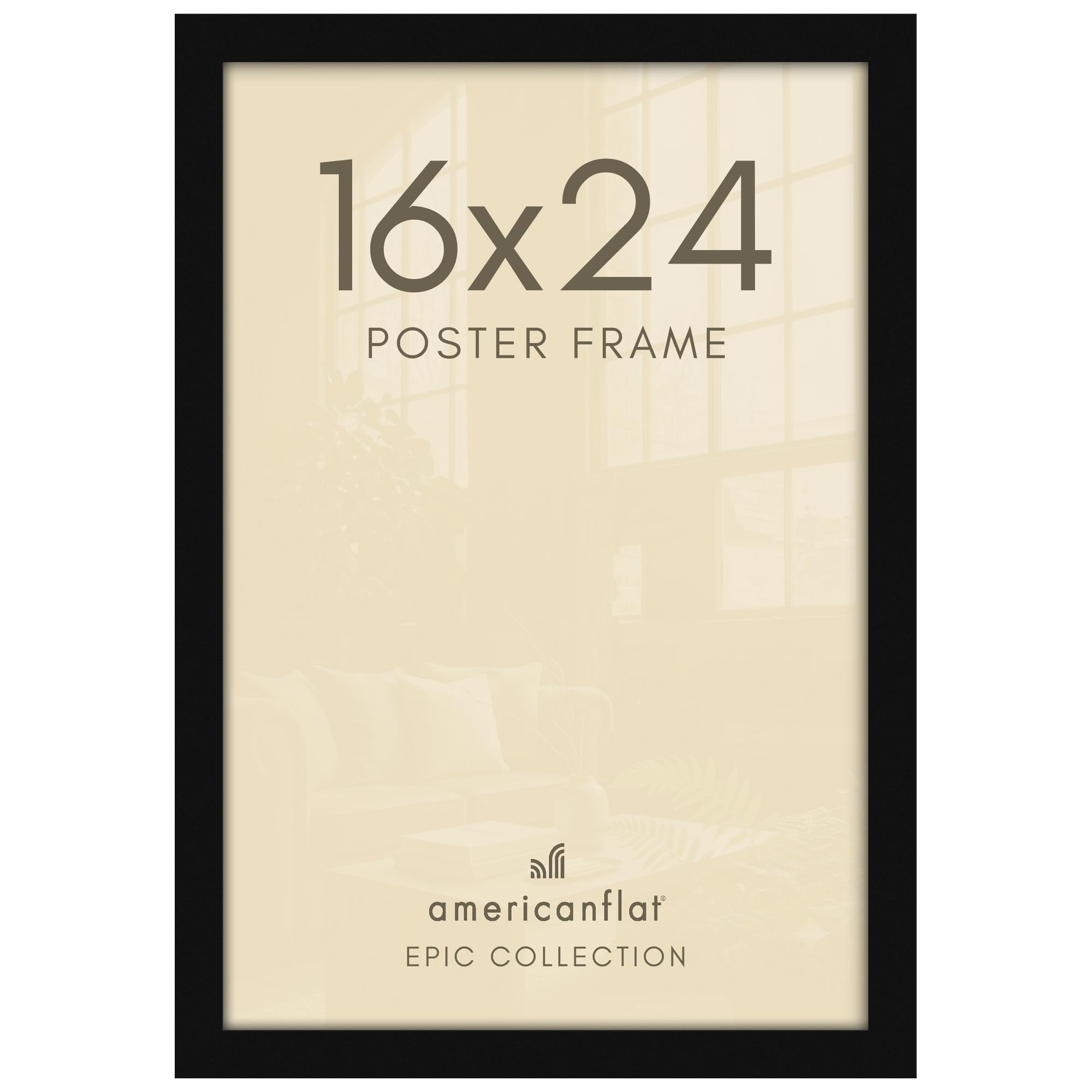 Americanflat front view of black 16x24 frame showing clean presentation and instant polish