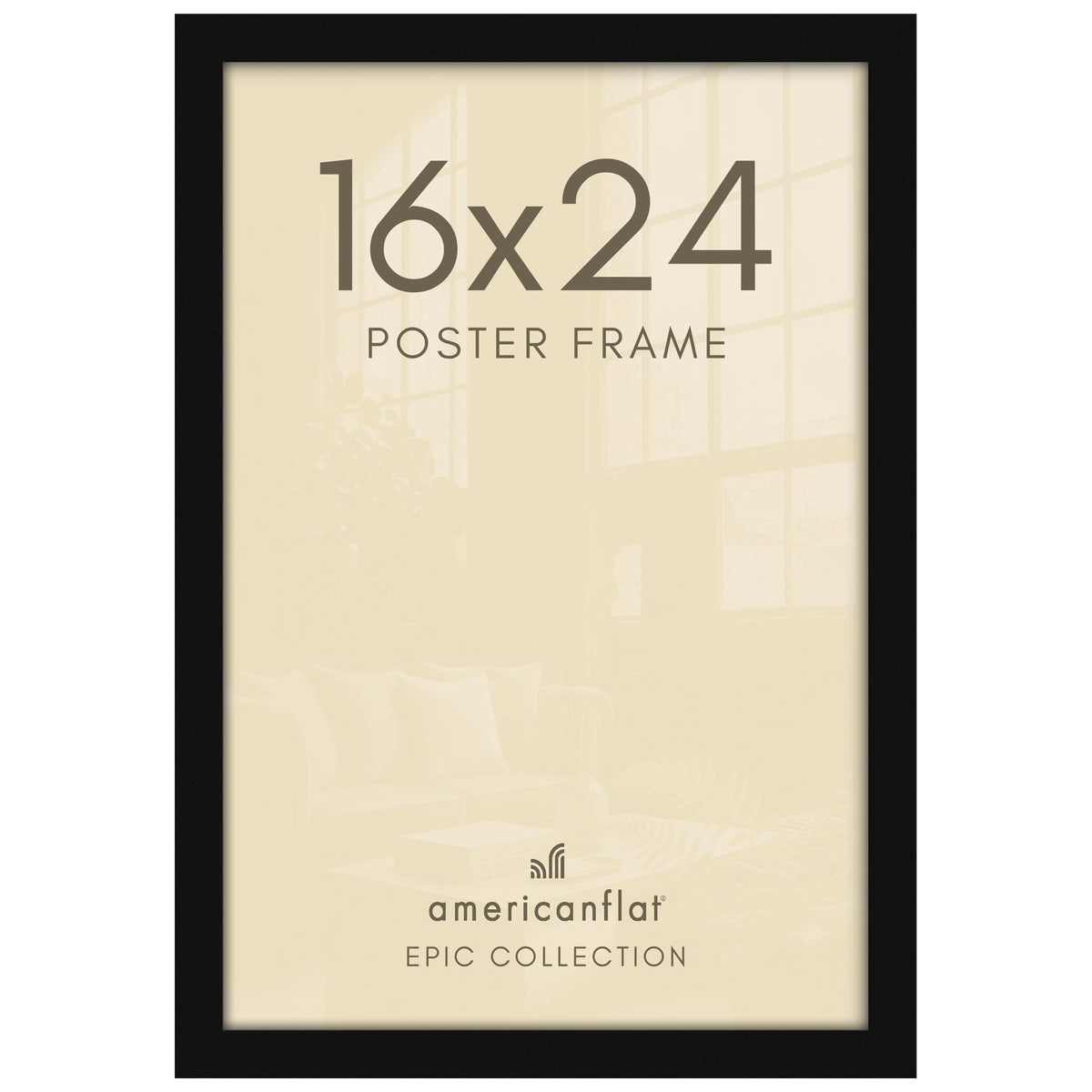 Americanflat front view of black 16x24 frame showing clean presentation and instant polish