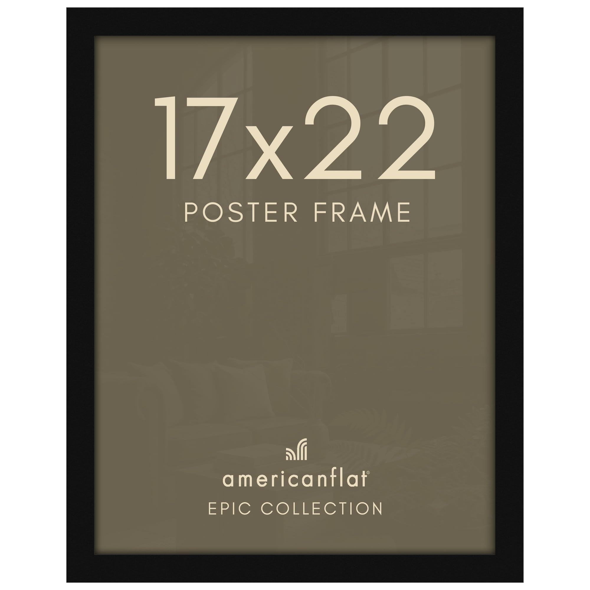 Americanflat front view of 17x22 black frame highlighting clean display and modern look