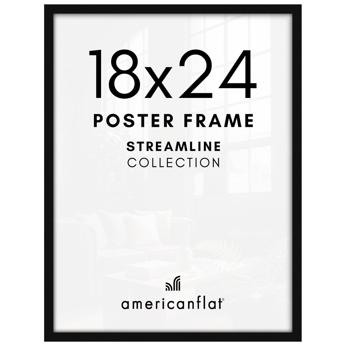 Americanflat front view of black 18x24 frame showing clean presentation benefit