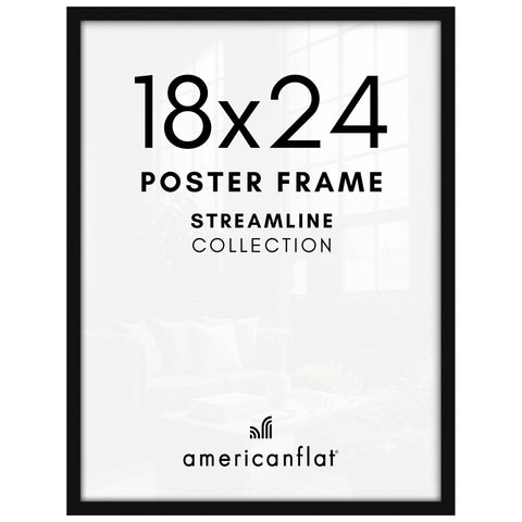Americanflat front view of black 18x24 frame showing clean presentation benefit