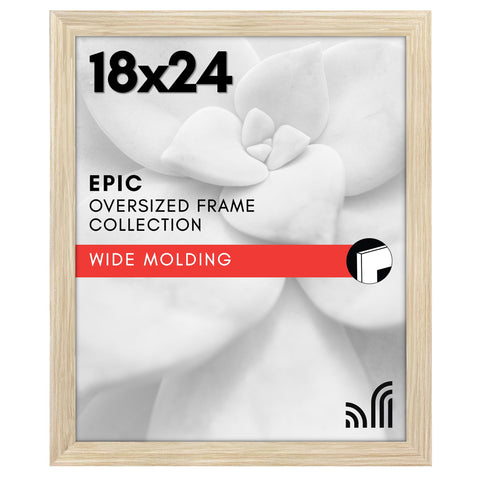Americanflat front view natural oak frame showcasing poster, elegant display