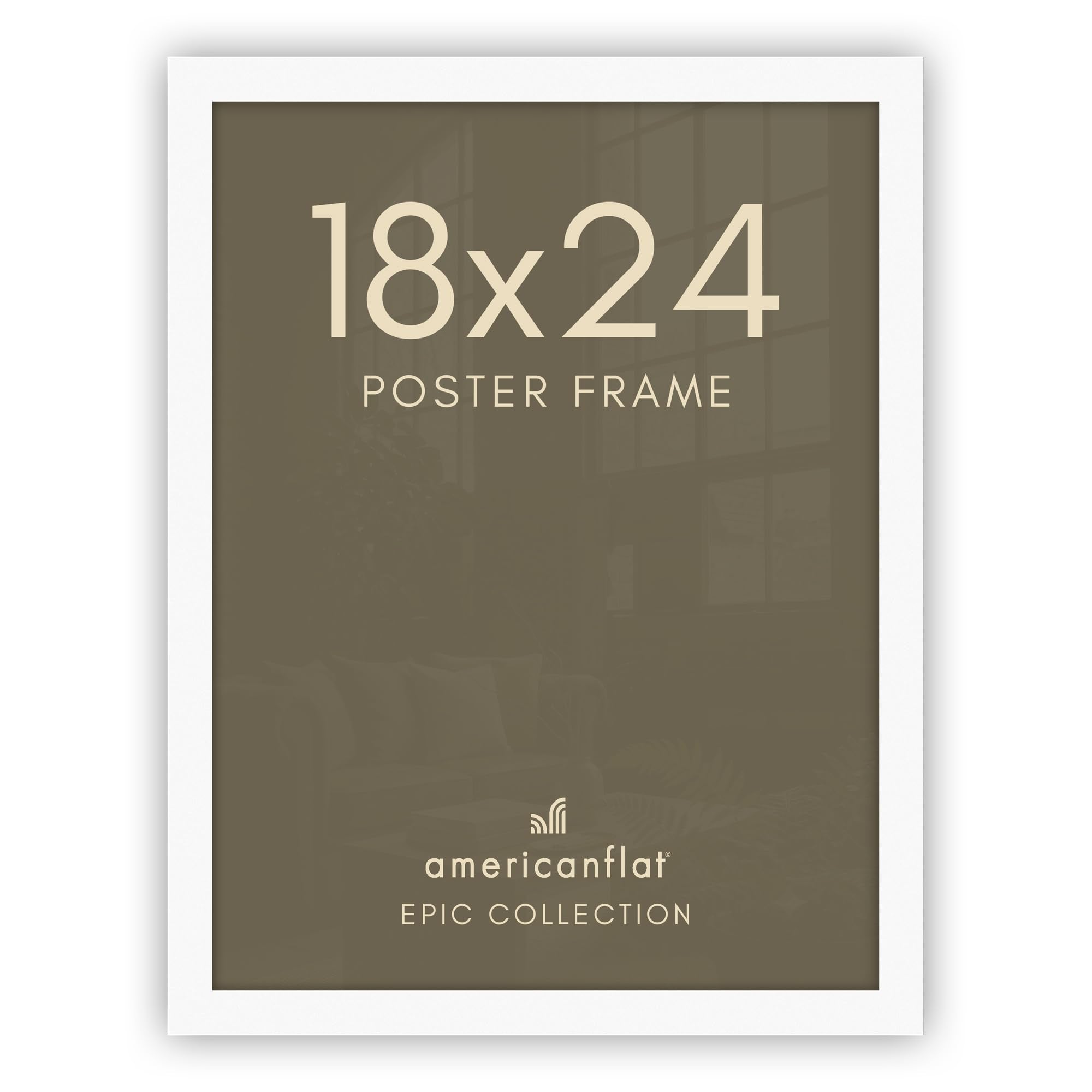 Americanflat white frame front view showing clean gallery finish and improved presentation