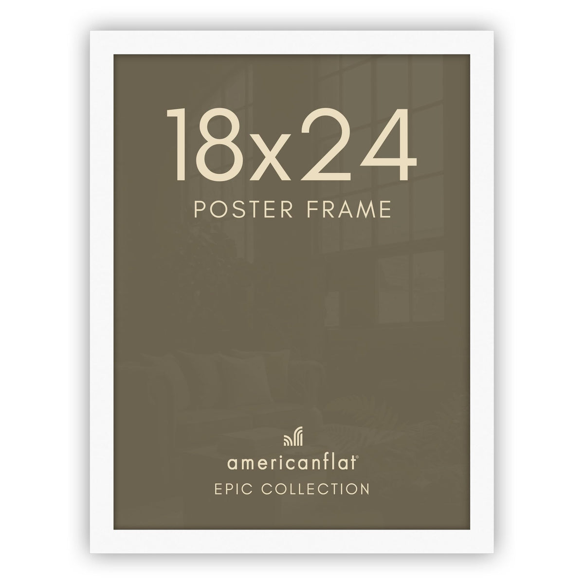 Americanflat white frame front view showing clean gallery finish and improved presentation
