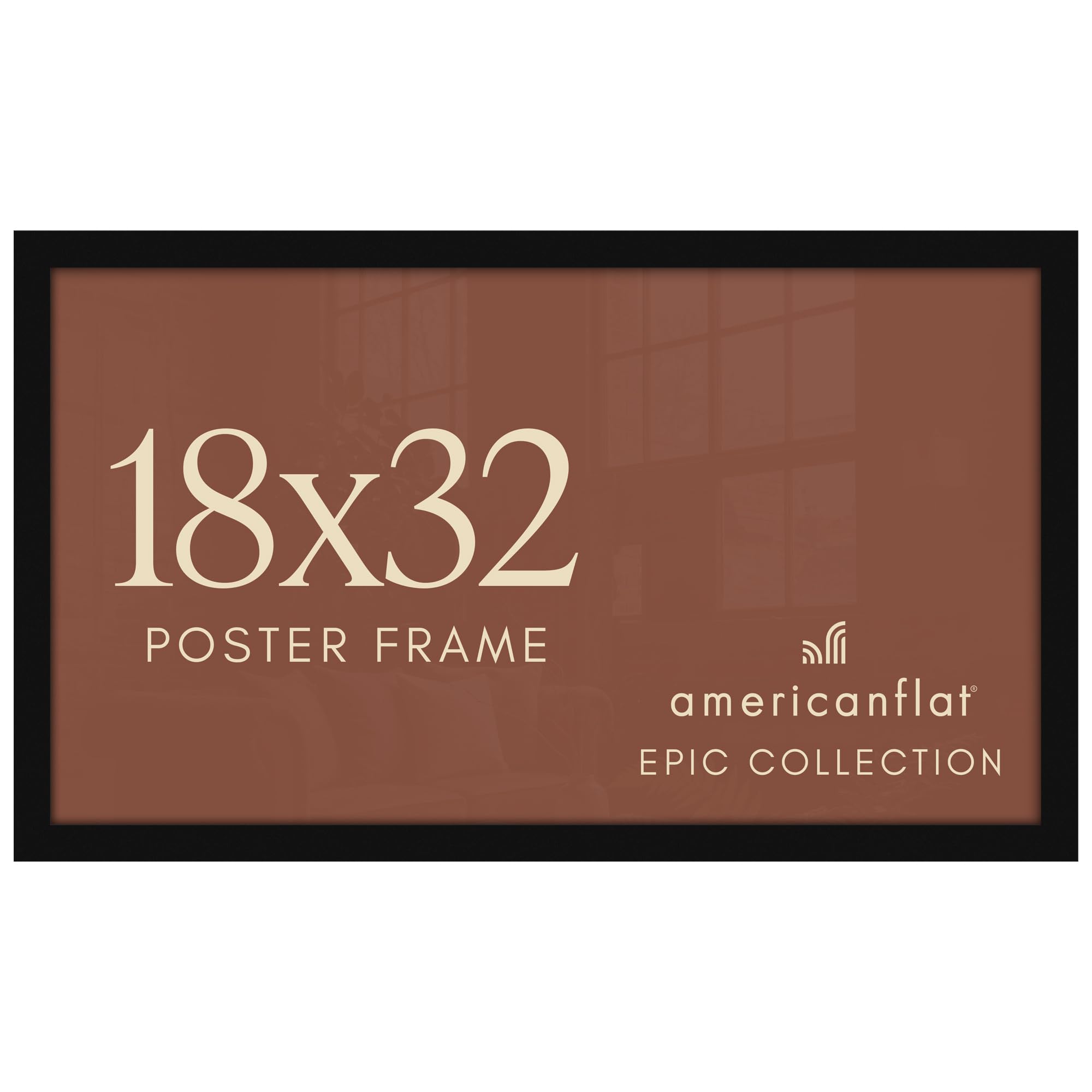 Americanflat front view showing full black frame and framed print, professional presentation