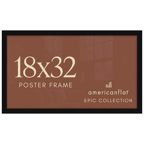 Americanflat front view showing full black frame and framed print, professional presentation