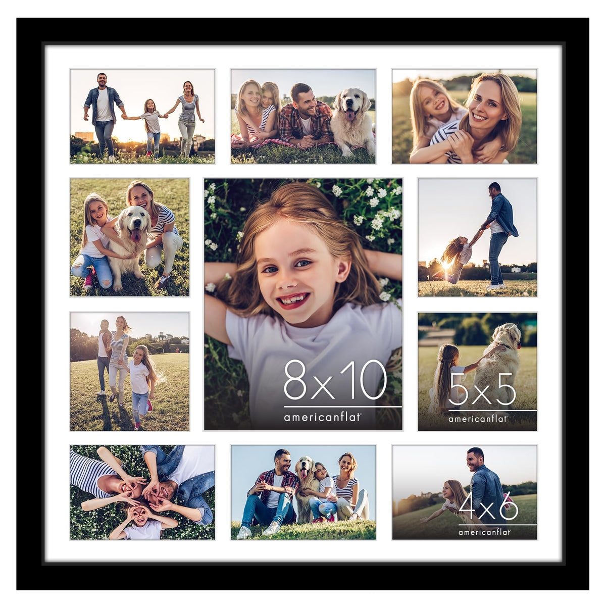 Americanflat front view of black 20x20 frame showing neat gallery look and elegance