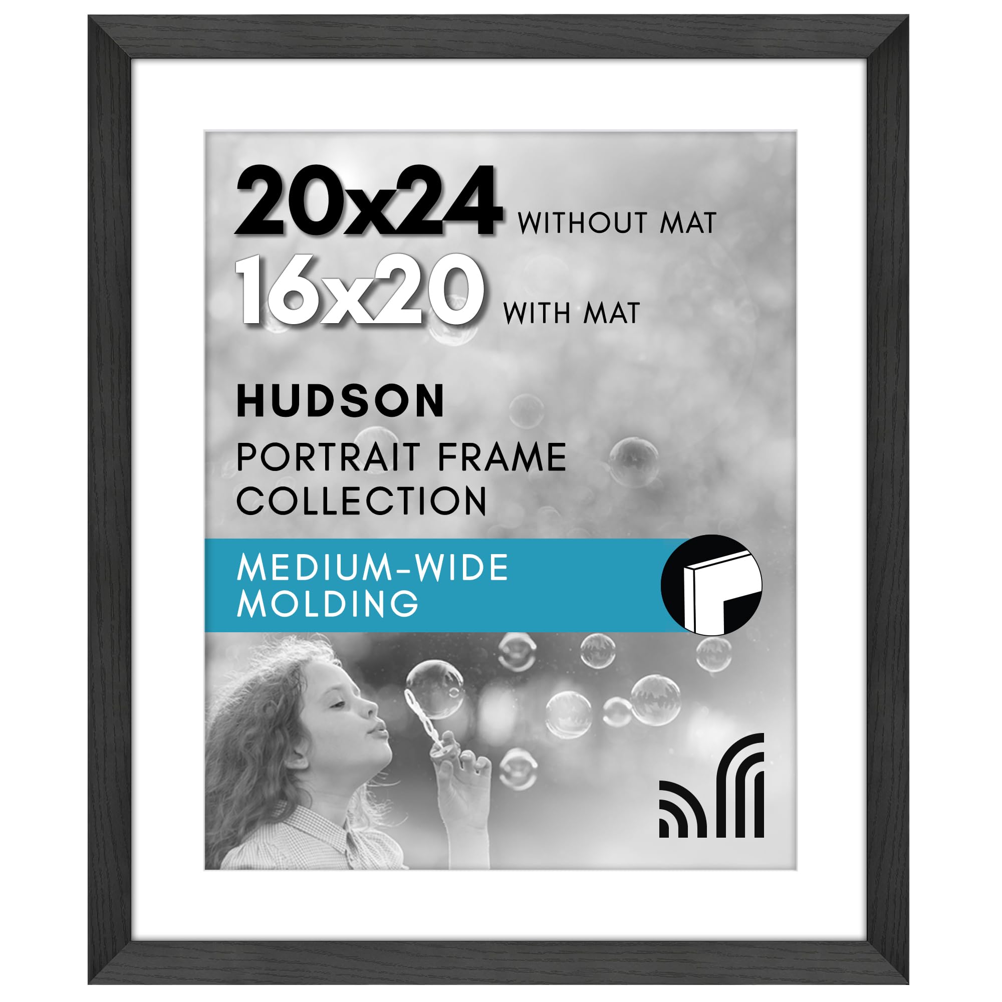 Americanflat front view of 20x24 black frame showing clean display benefit