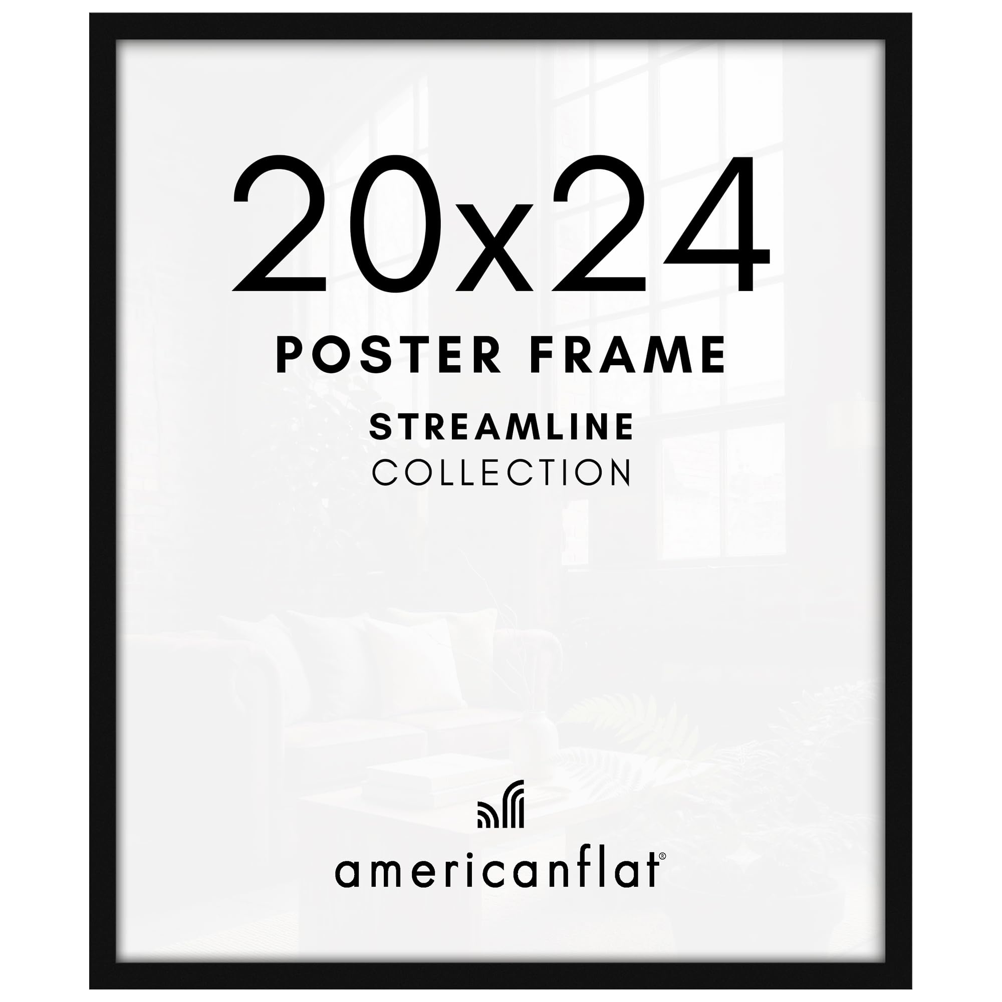 Americanflat front view of 20x24 black frame shows clean gallery look and easy display
