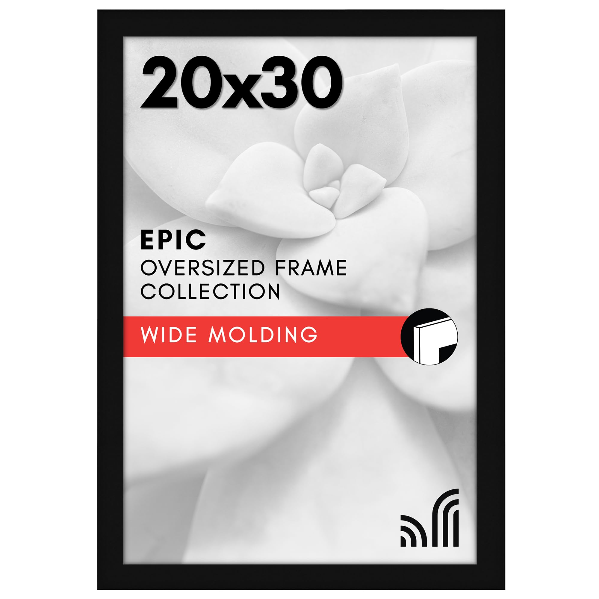 Americanflat 20x30 frame front view showing sleek black finish and gallery presence