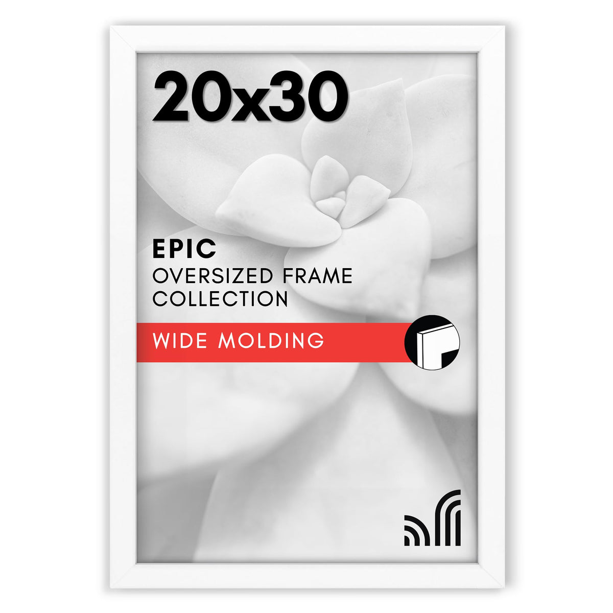 Americanflat front view of 20x30 white frame showing clean display and refined border