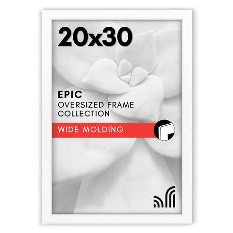 Americanflat front view of 20x30 white frame showing clean display and refined border