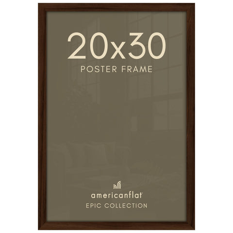 Americanflat front view of walnut 20x30 frame showing stylish wide molding and refined look