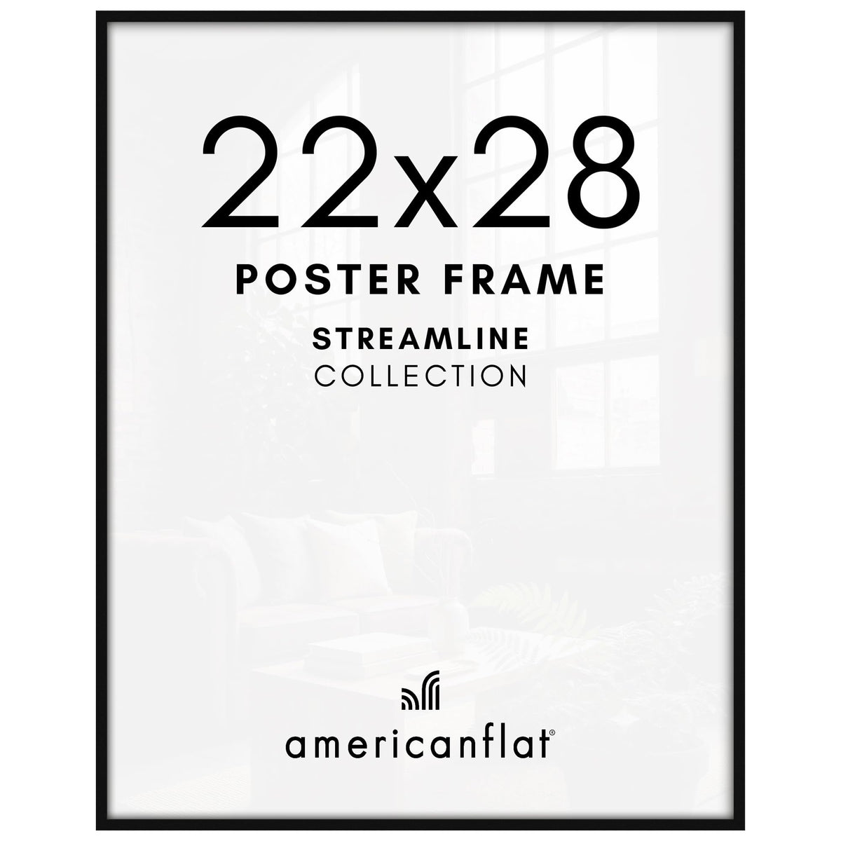 Americanflat 22x28 frame front view showing clean display and elevated decor
