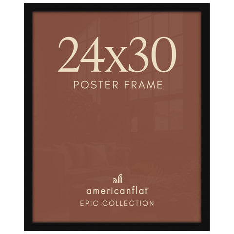 Americanflat front view showing sleek black frame and centered poster for elegant display