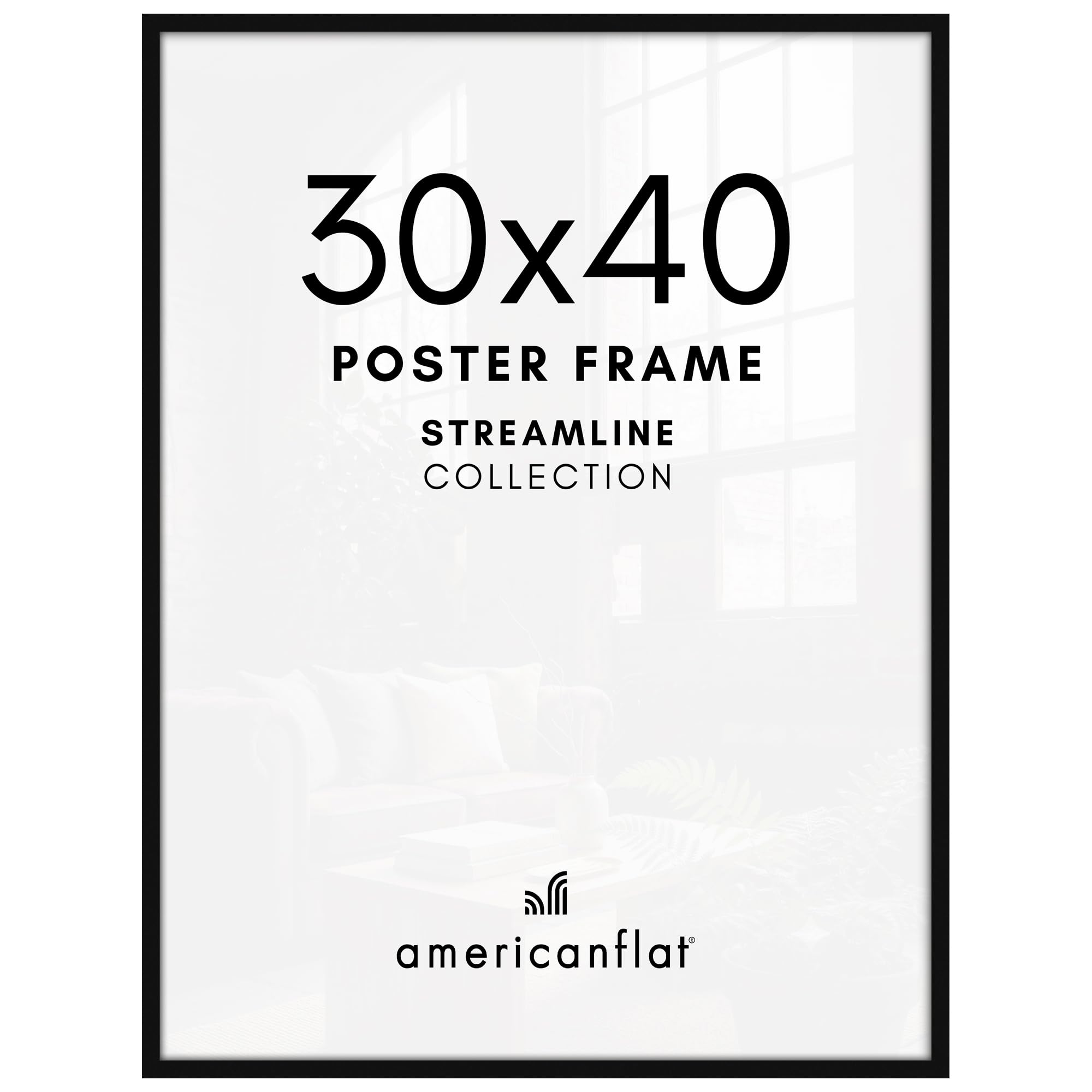 Americanflat front view of 30x40 black frame showing clean display and curb appeal