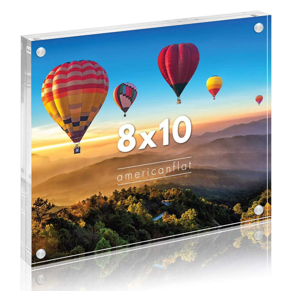 Americanflat front view of acrylic frame showcasing clear display benefit