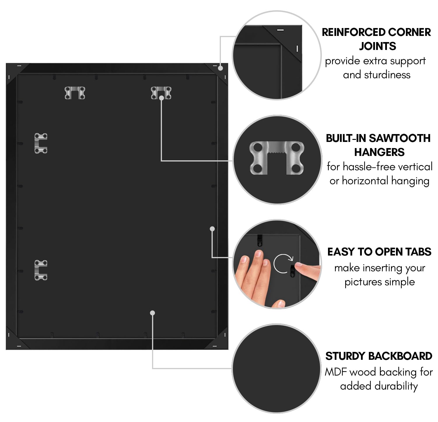 Americanflat back with hanging hardware showing included mounts and easy installation benefit
