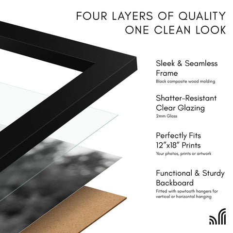 Americanflat backboard with metal tab closures for fast photo changes and secure hold