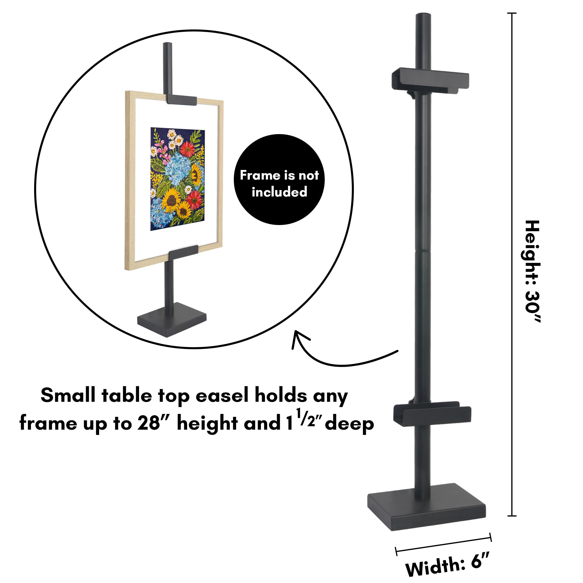 Americanflat easel close-up of adjustable bracket showing secure grip benefit